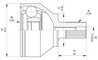 OPEN PARTS cvj562310 -  Шарнирный комплект, приводной вал
